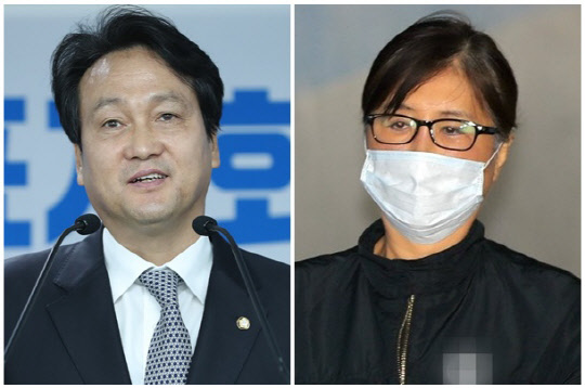 안민석(왼쪽) 더불어민주당 의원과 최서원씨(개명 전 최순실). <연합뉴스>